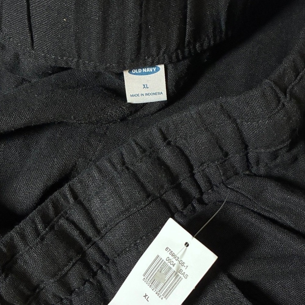 Old Navy Womens XL Black Linen Blend Wide Leg Drawstring Pants High Waisted - Picture 4 of 8